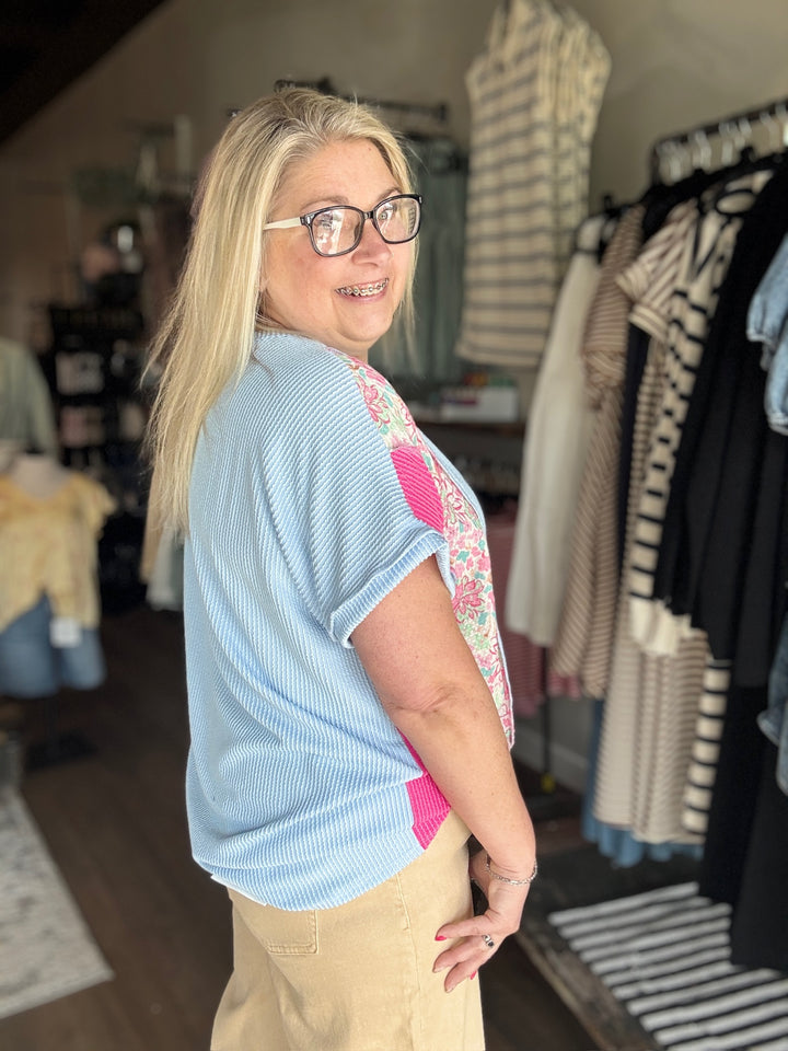 Spring Patchwork Floral Tee