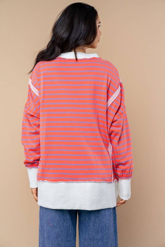 T10505 Long Sleeve Striped Knit Top