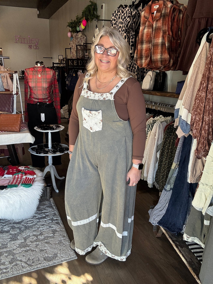 Vintage Green Patchwork Jumpsuit