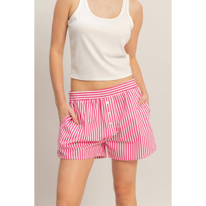 Striped Elastic Waist Boxer Shorts