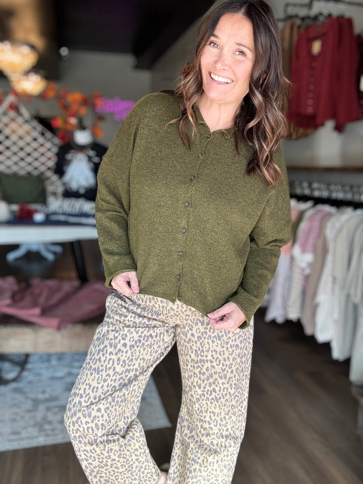The Cozy Olive Cardigan