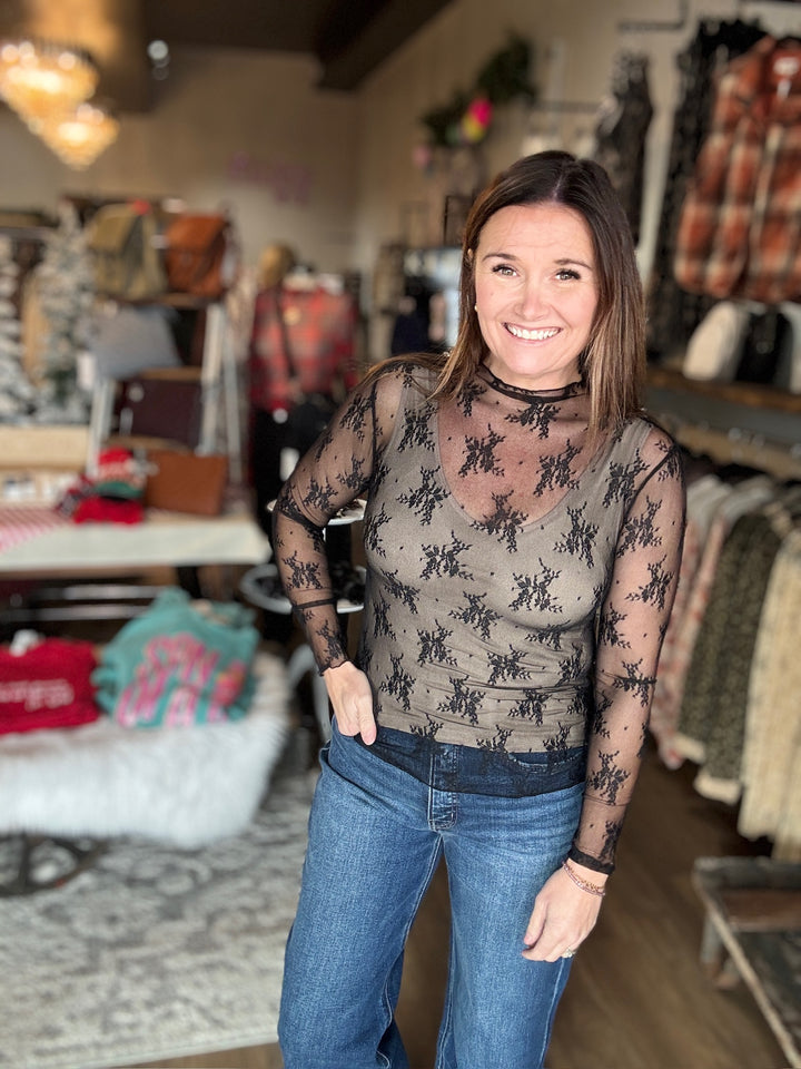 Lace Mock Neck Layering Top