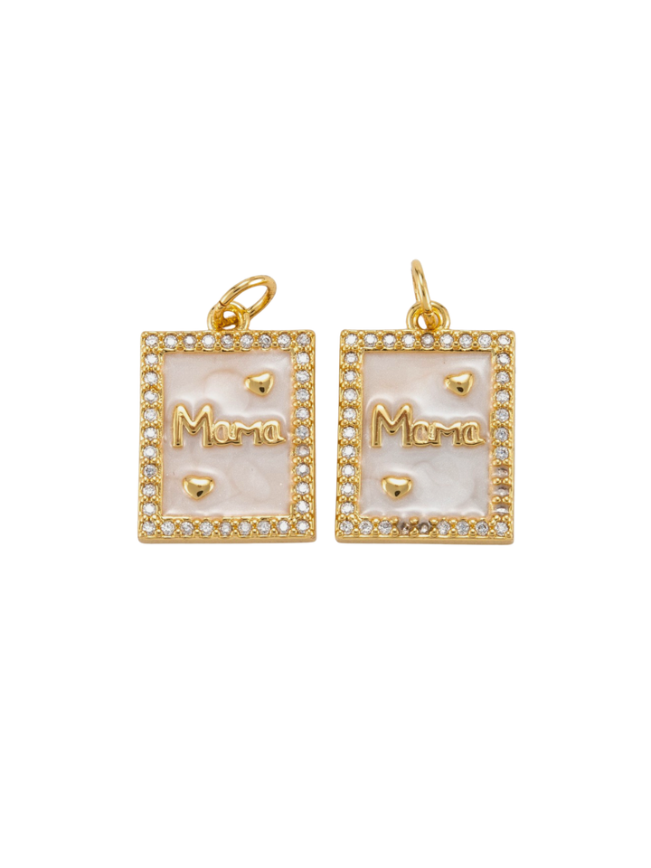* Gold Embellished Rectangular Mama Charm