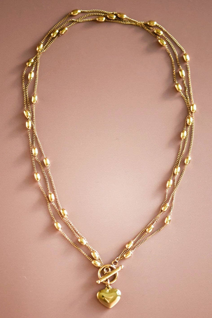 18K Gold Plated Waterproof Stainless Steel Chain Necklace - 6989