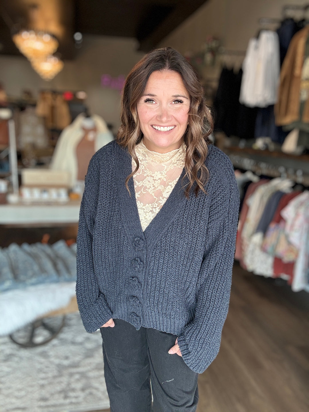 POL Charcoal Cardigan