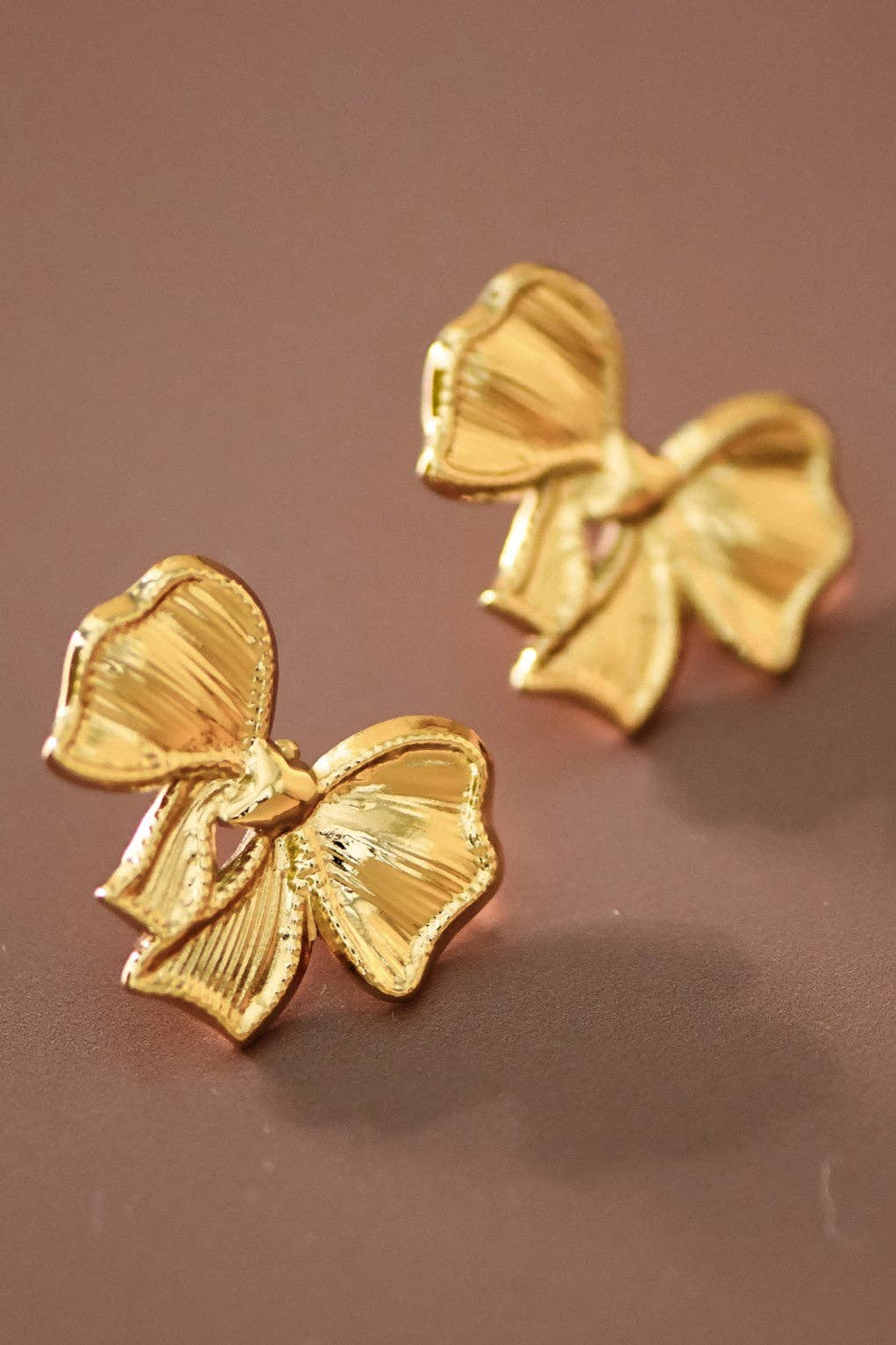 Gold Bow Stud Earings