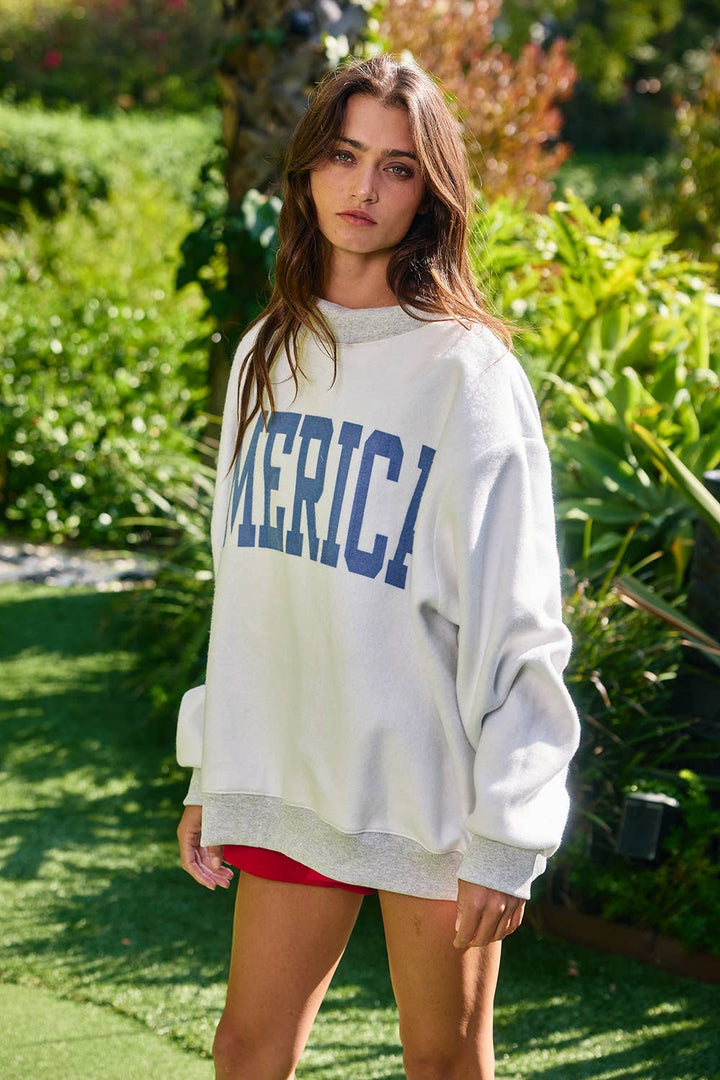 ****PREORDER WILL NOT BE HERE UNITIL JULY****. Reversible USA Grey Mock Neck Sweatshirt