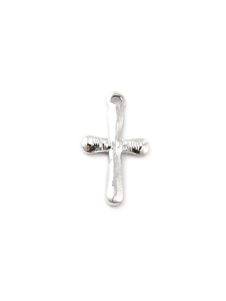 Silver Crystal Cross Charm