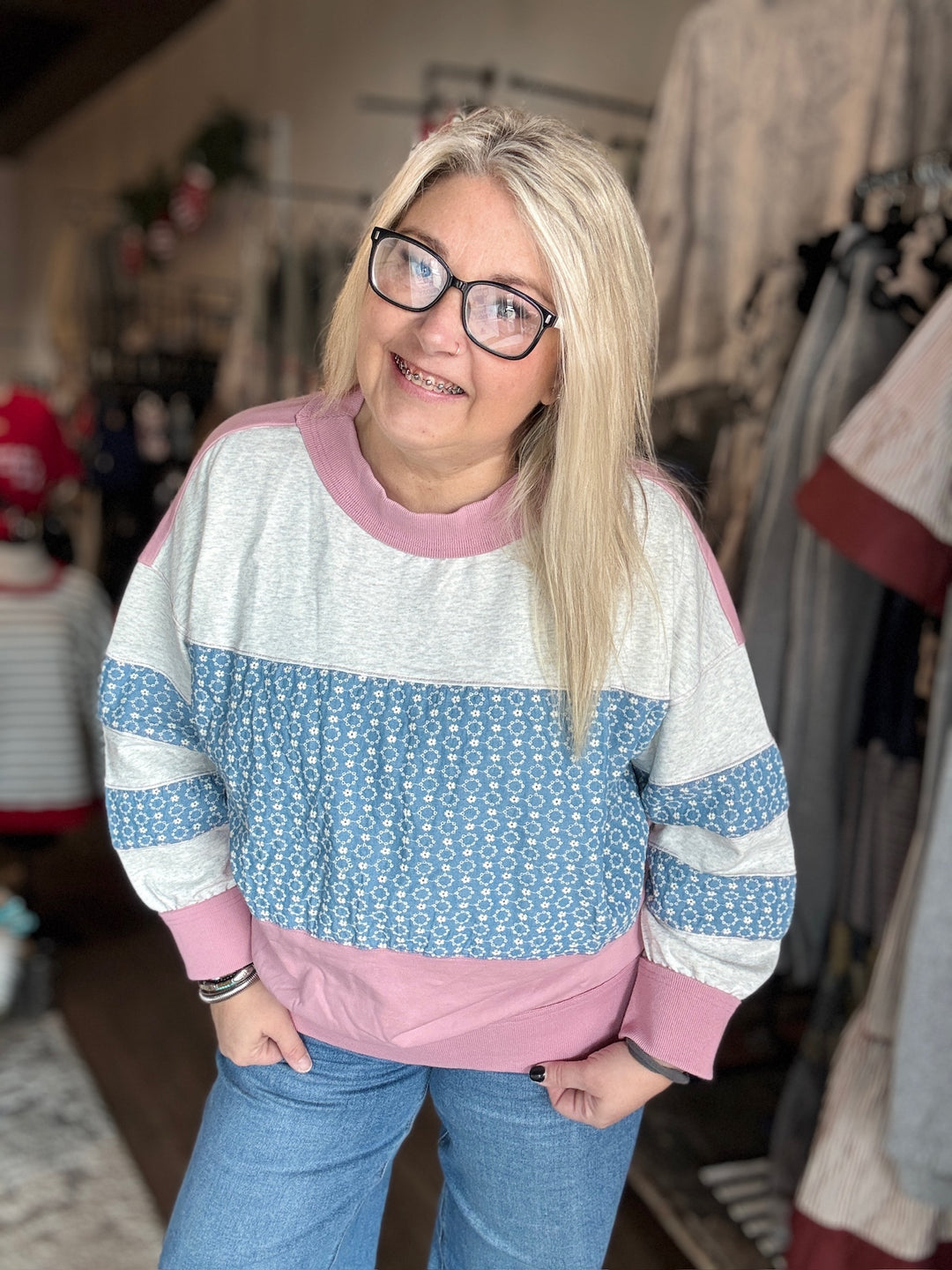 Retro Patchwork Oversized Sweatshirt