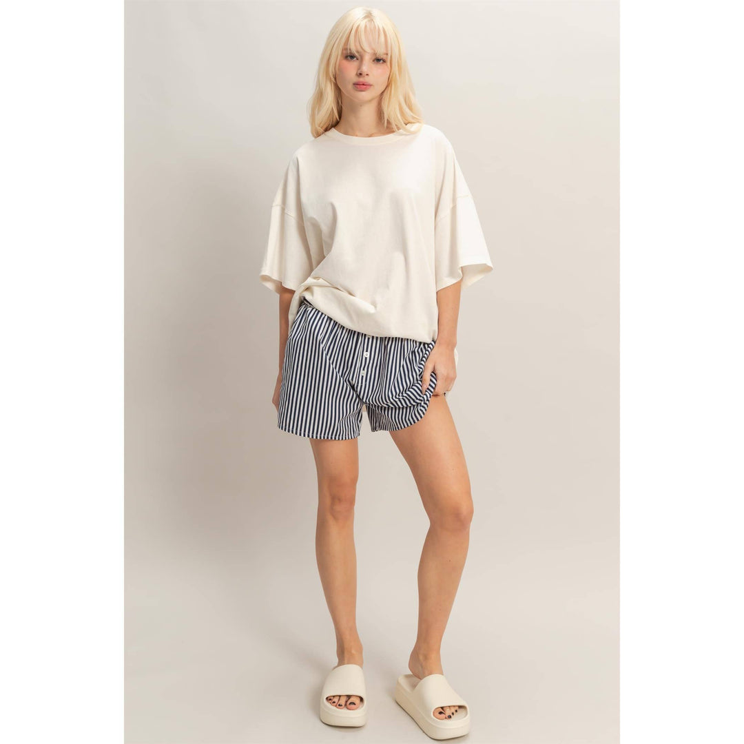 Striped Elastic Waist Boxer Shorts