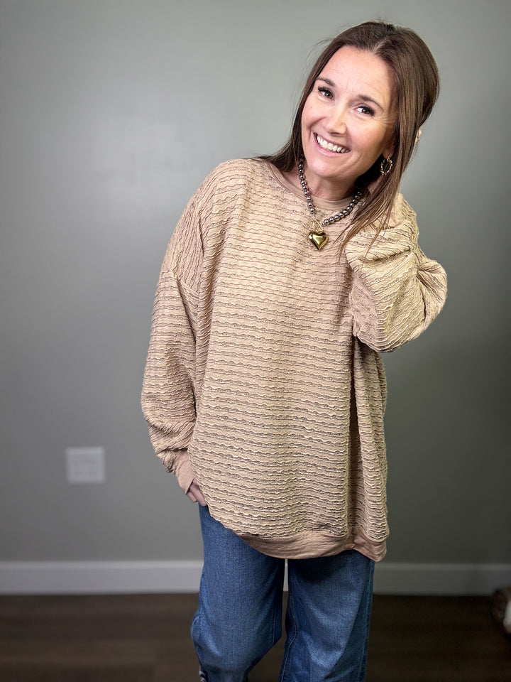 Textured Long Sleeve Top