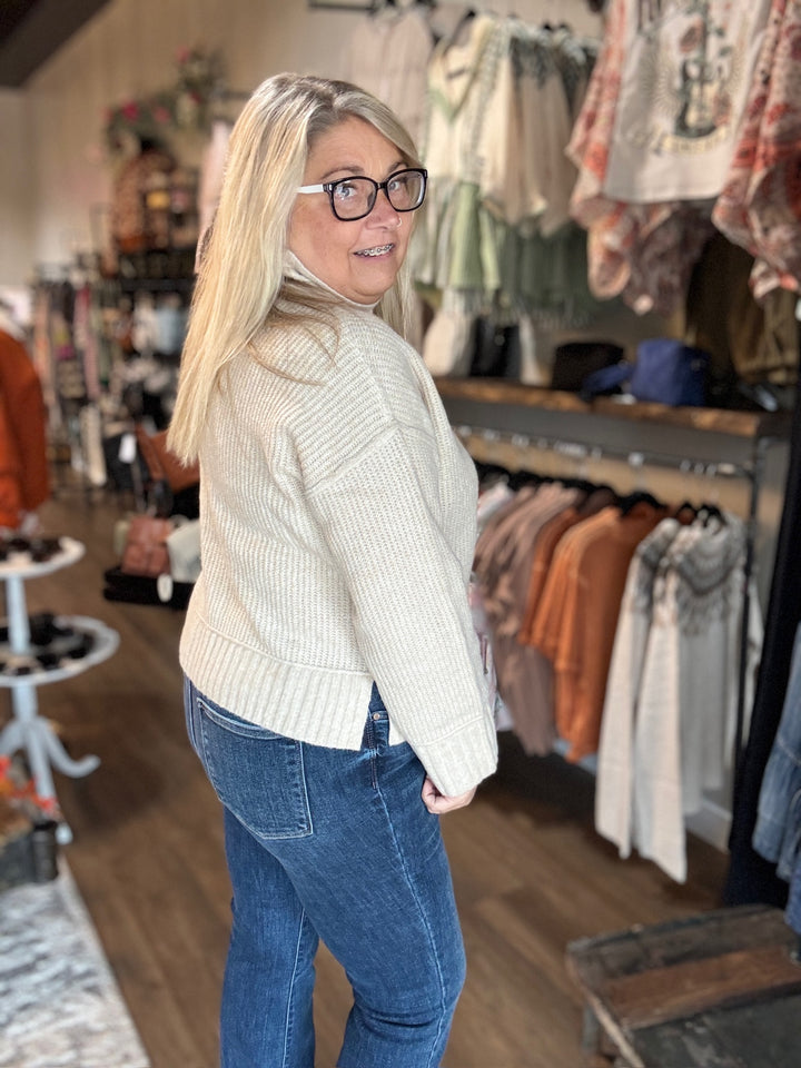 Oatmeal Mock Neck Sweater
