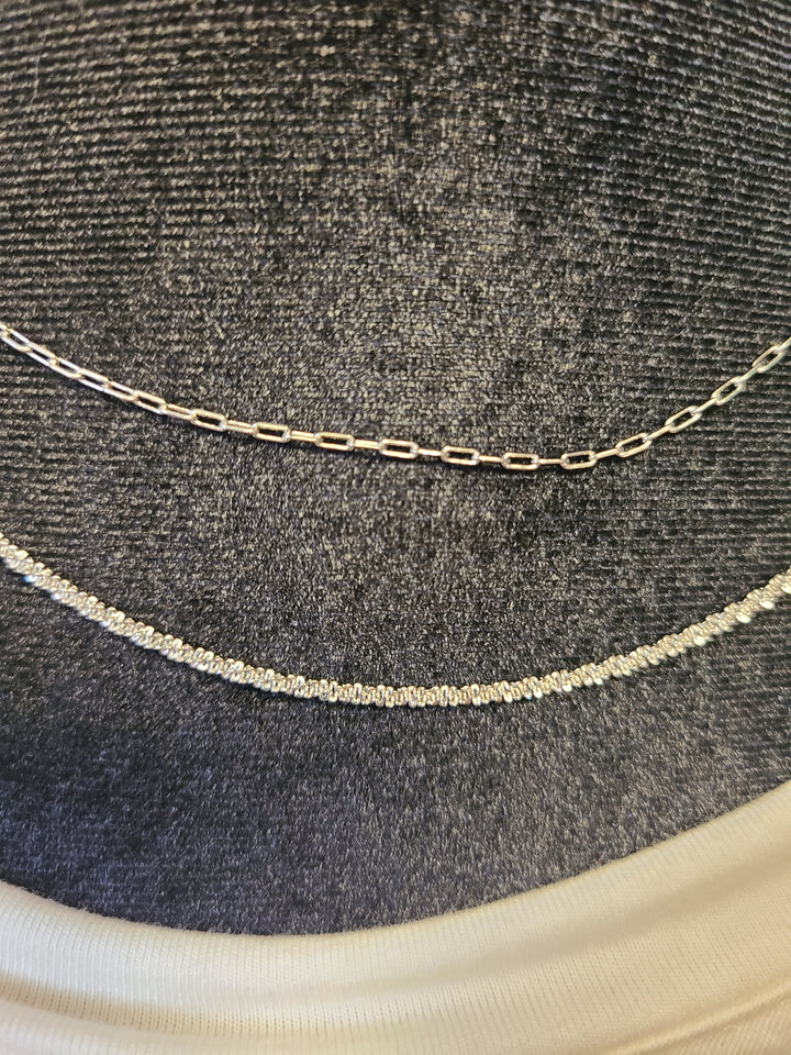 Double Silver Chain Necklace