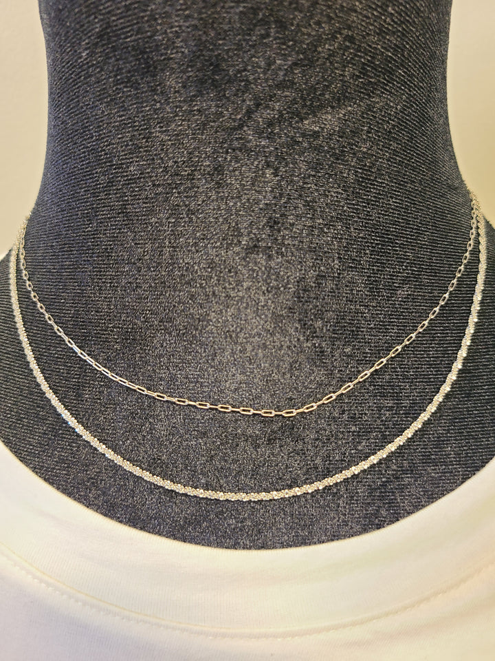 Double Silver Chain Necklace