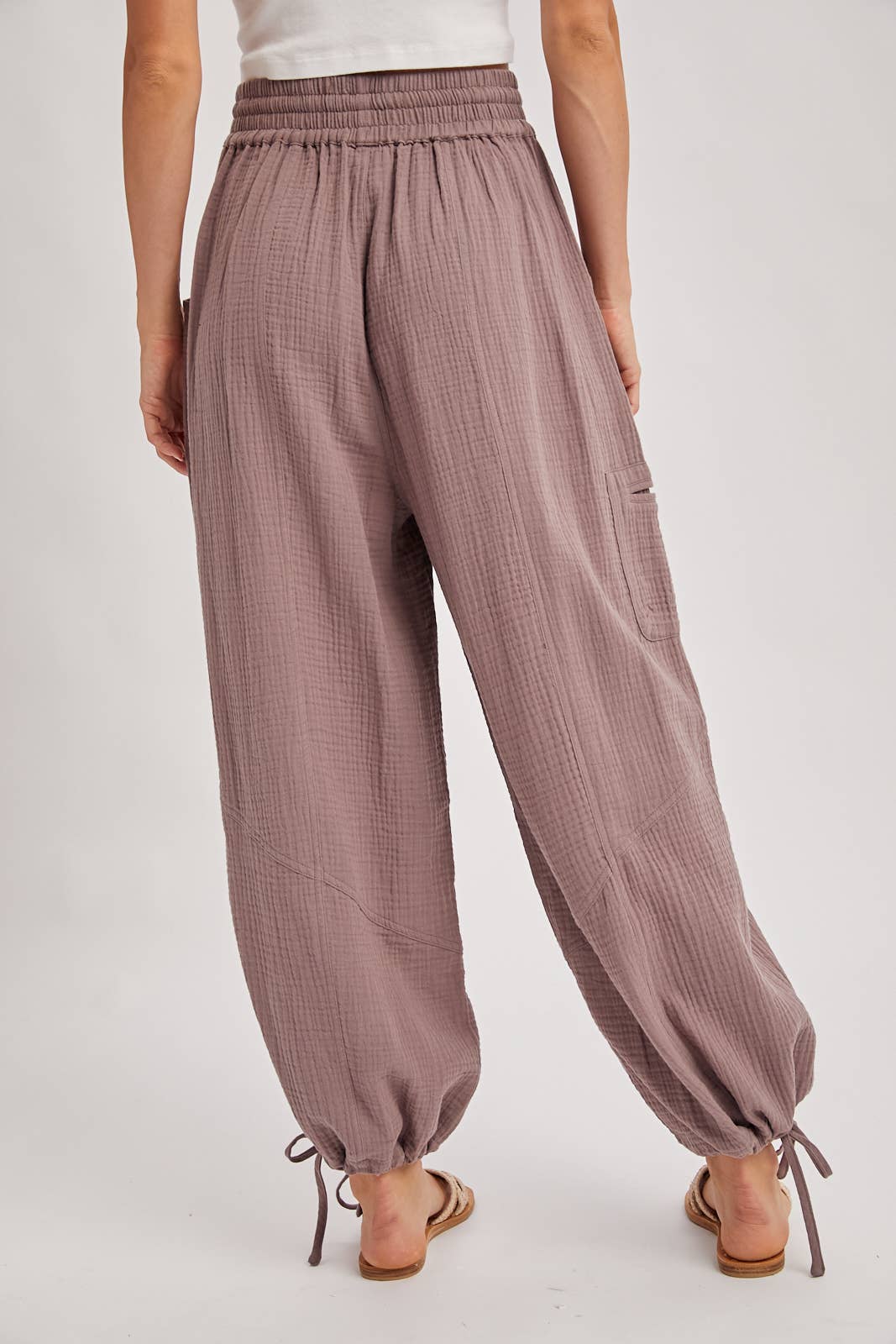 JOGGER HAREM DRAWSTRING PANTS: LT.OLIVE / S