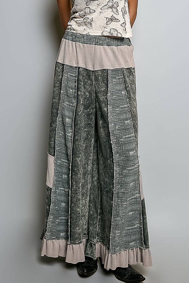 French Terry Ruffle Hem Straight-Leg pants