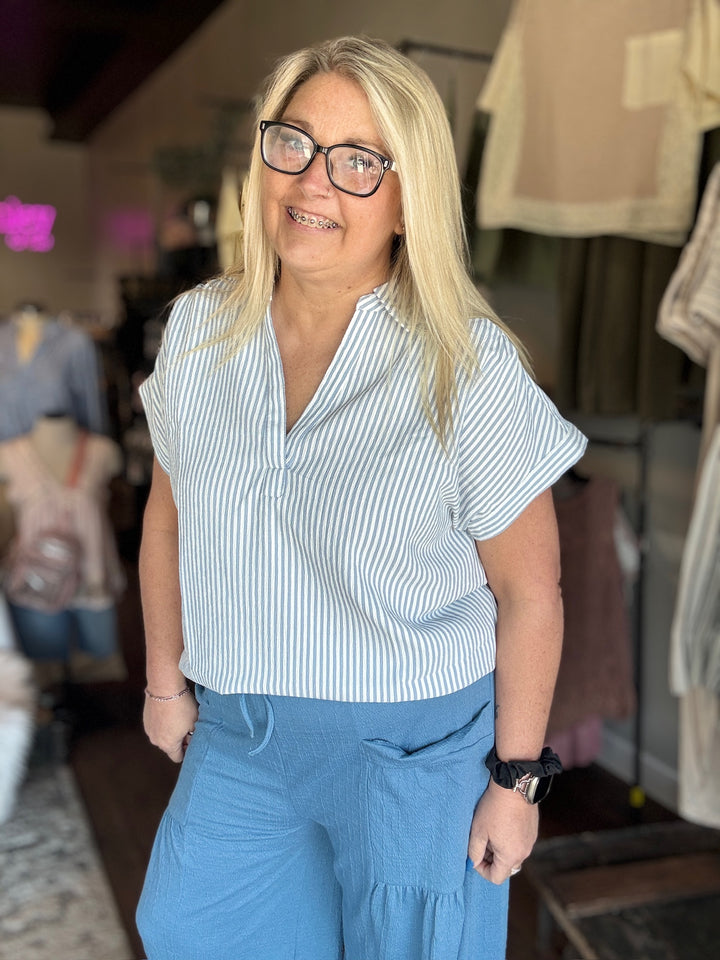 Summer Striped Collared Top