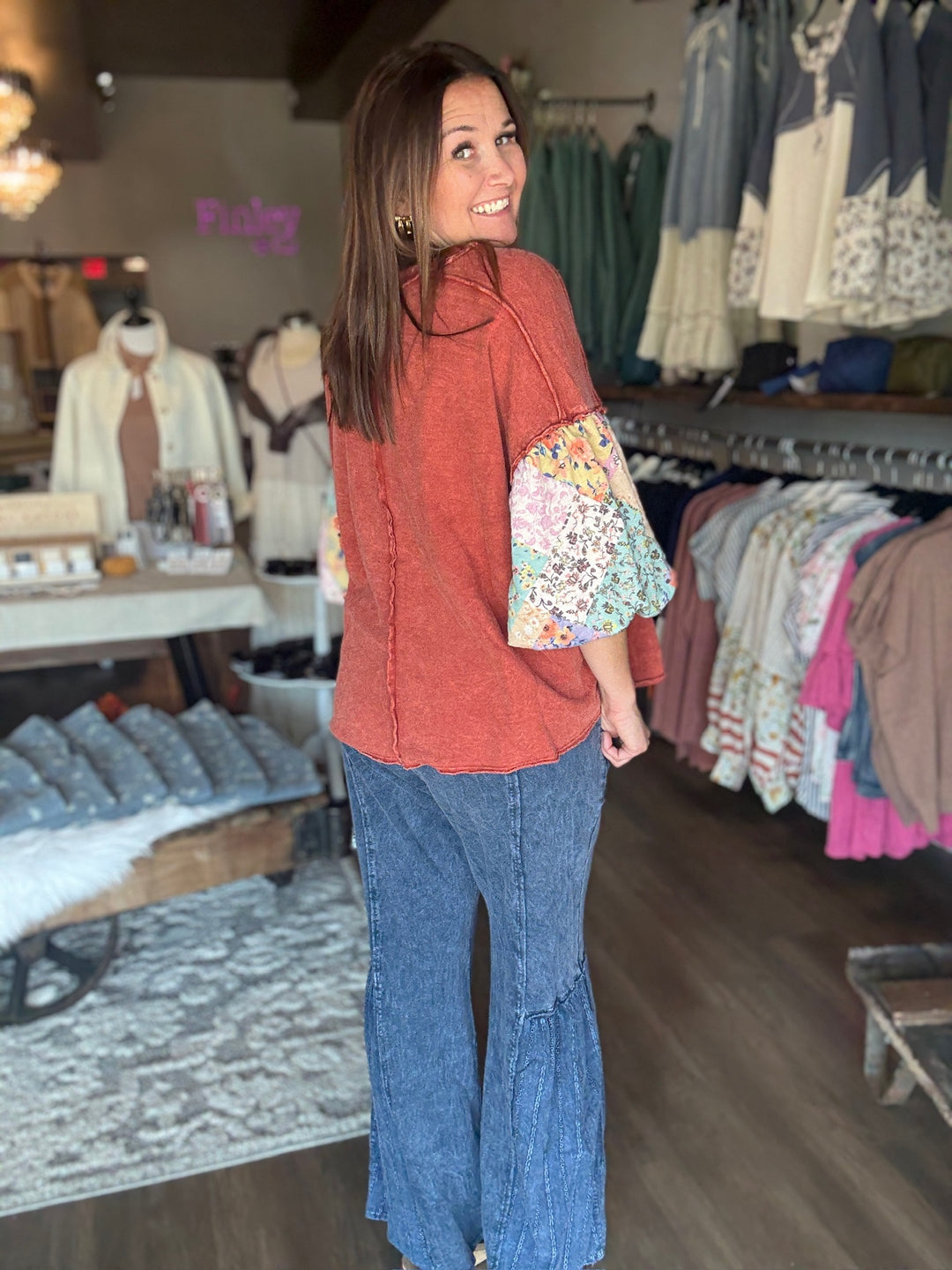Fall Floral Puff Sleeve Top
