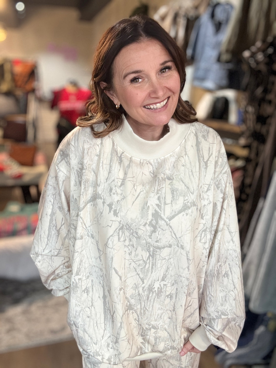 Camo Mock Neck Sweatshirt