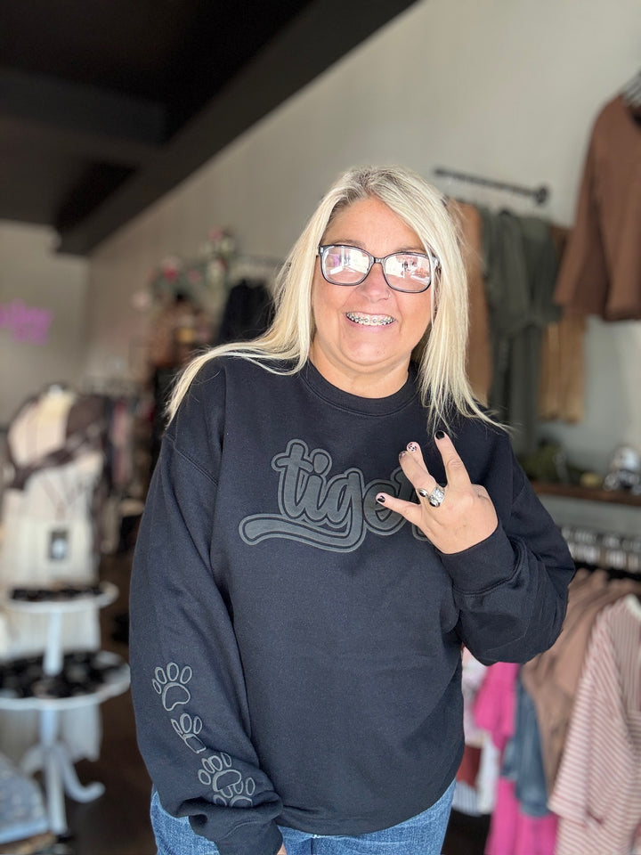 Tiger Black Puff Sweatshirt