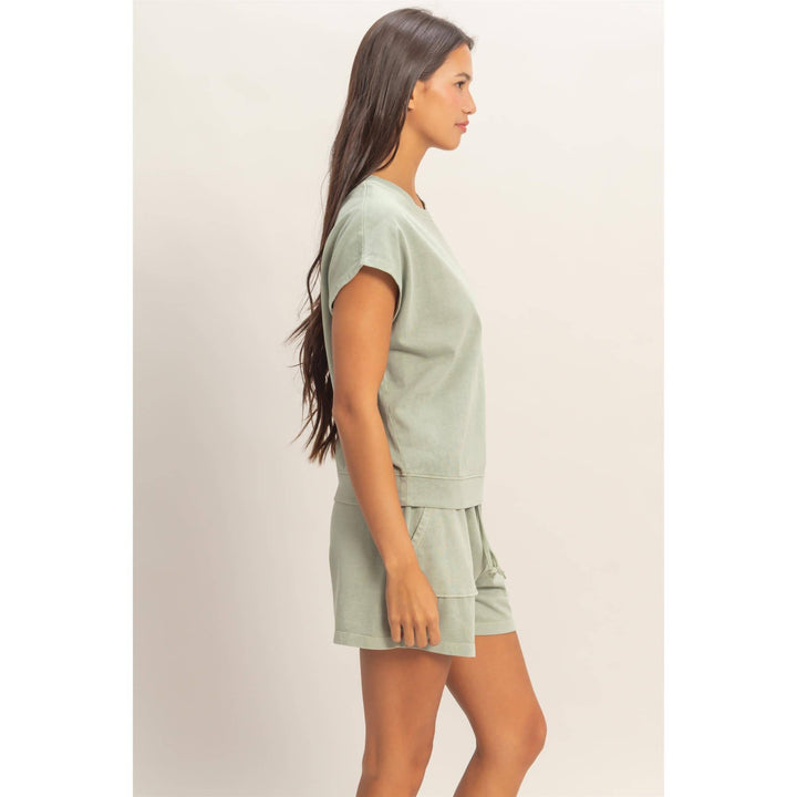 Sleeveless Crew Neck Top and Shorts Set
