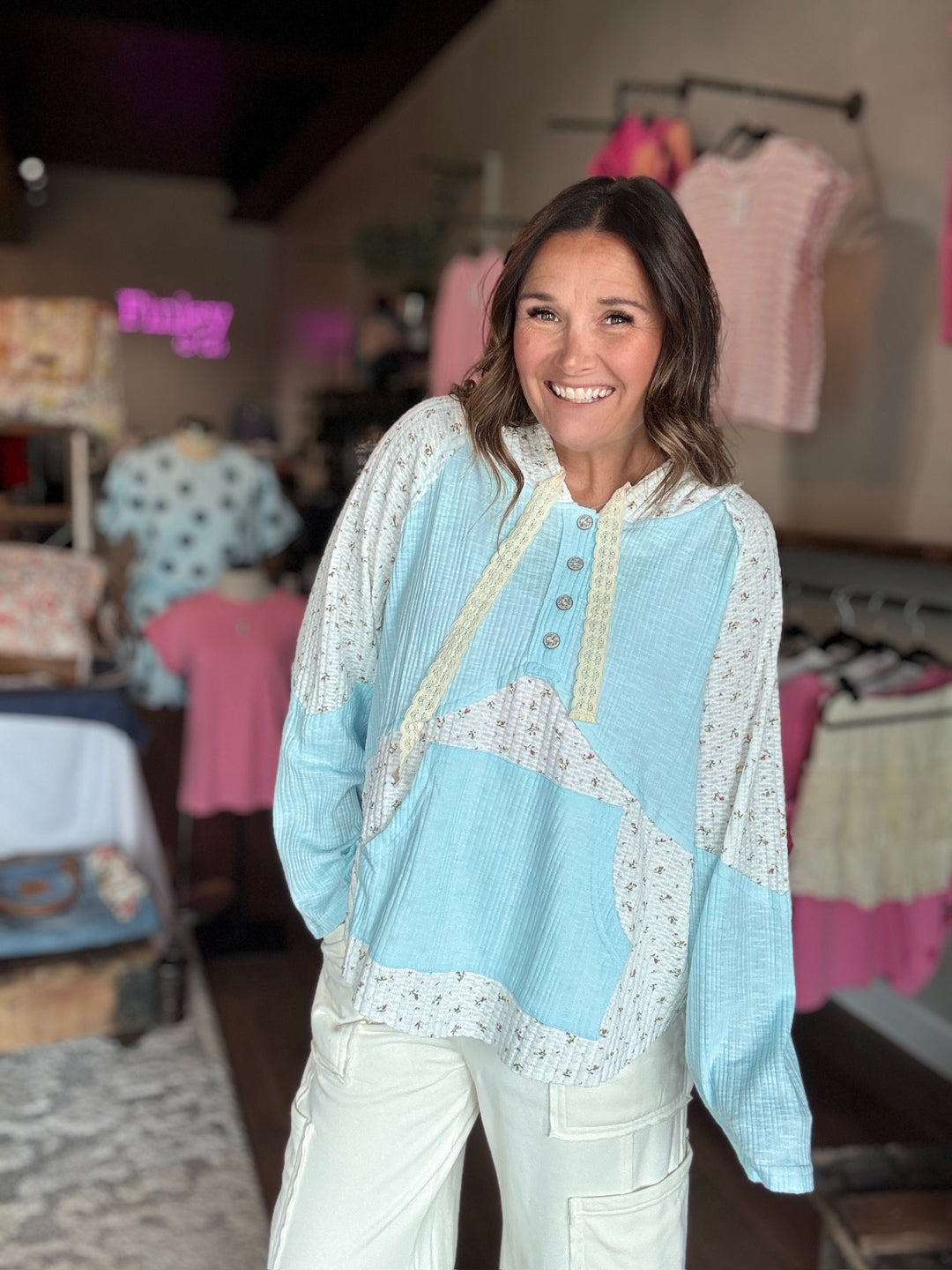 Sweet Sky Patchwork Top