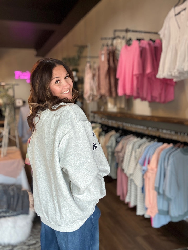 Faith Polka-Dot Mock Neck Sweatshirt