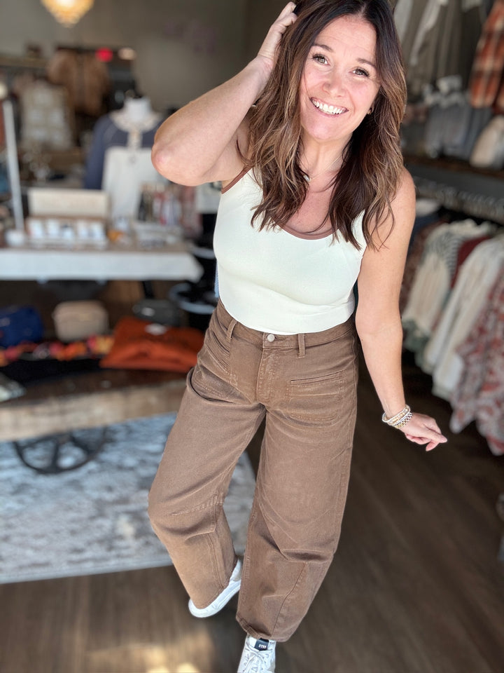 Lovervet Brown Barrel Leg Jeans