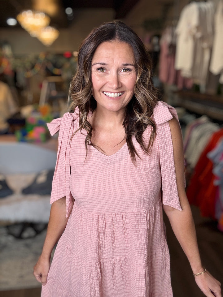 Summer Shoulder Tie Tiered Dress