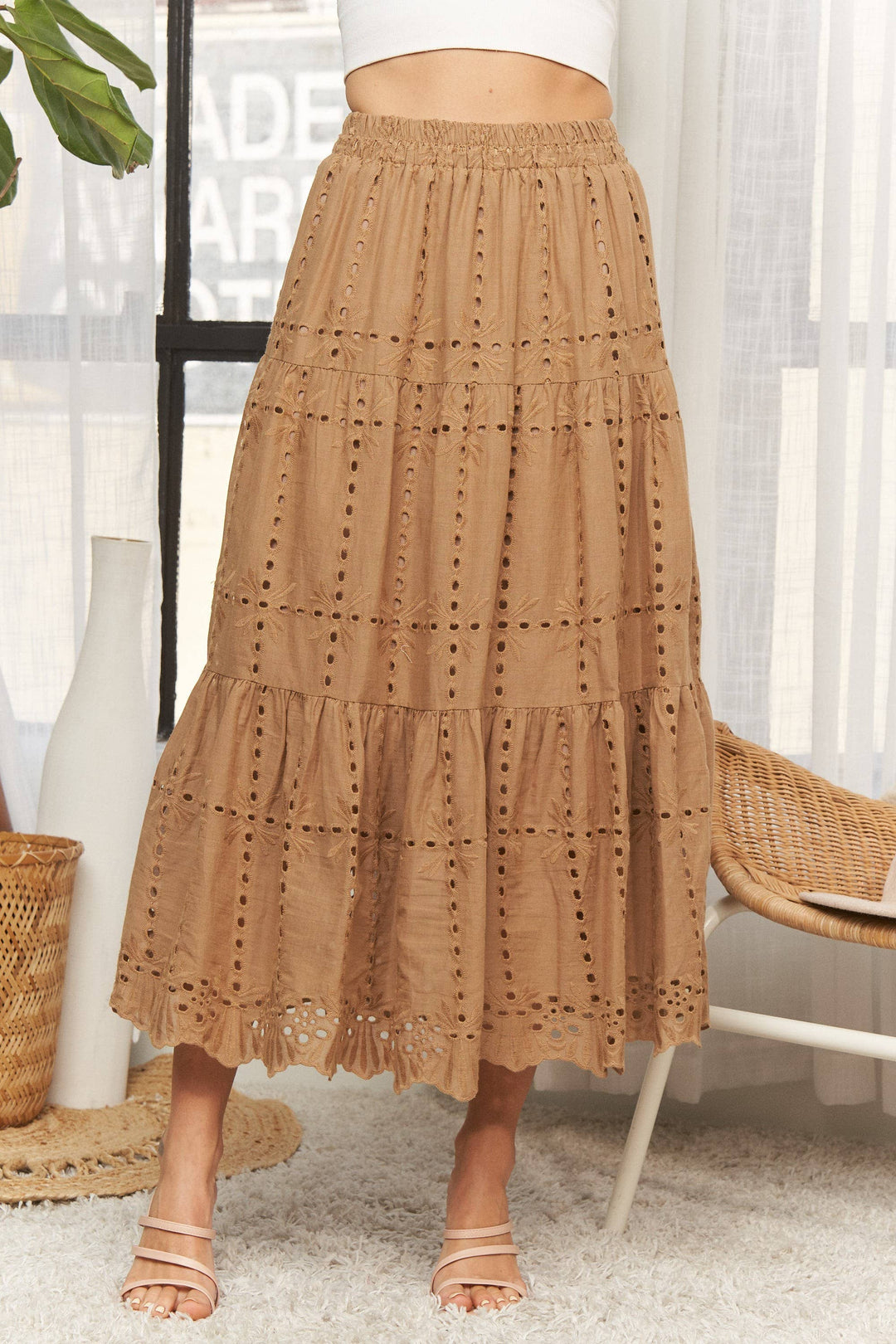 TIERED MIDI SKIRT- LES4074