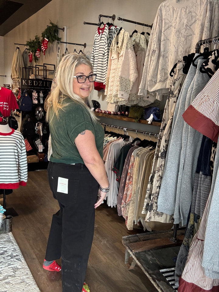 Lovervet Black Crop Wide Leg Raw Hem Jeans