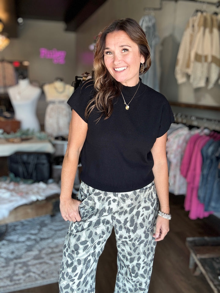 Mock Neck Knit Soft Top