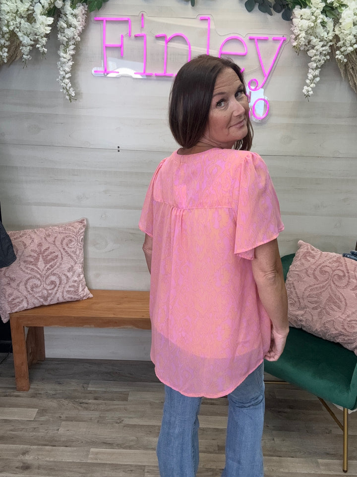 Flutter Sleeve Sheer Top