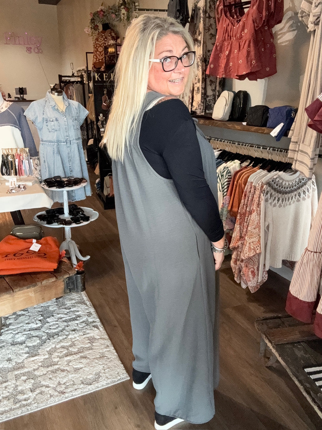 Grey Bow Sleeveless Jumpsuit