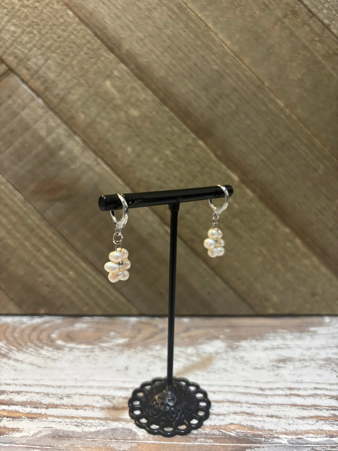 Pearl Flower Hoop Earrings