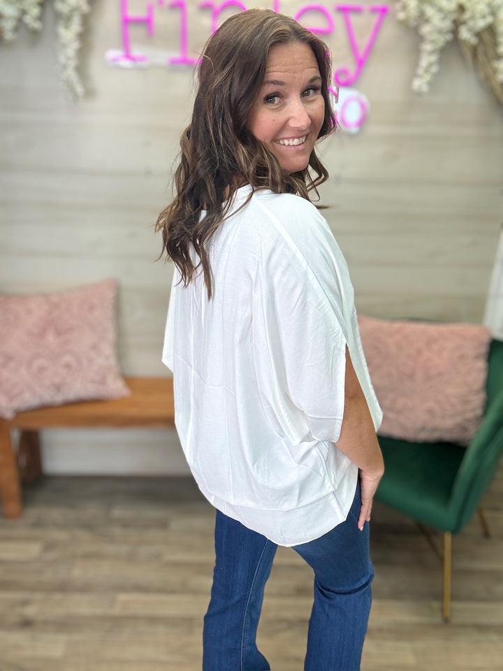 White Dolman Sleeve Top