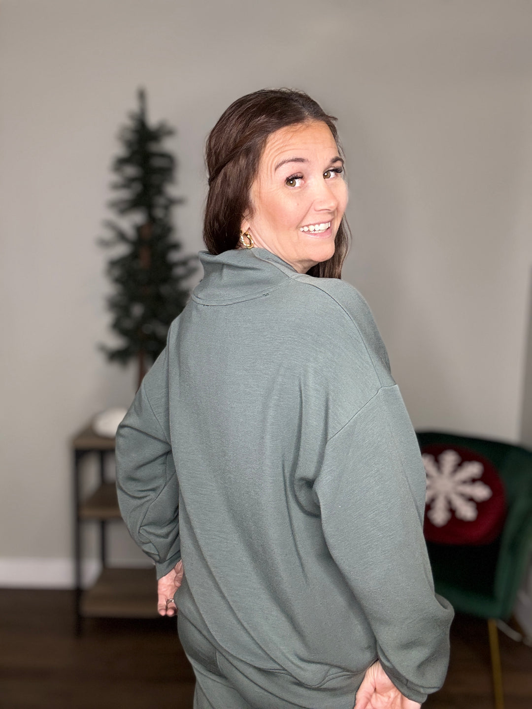 V Neck Quarter Zip Sweatshirt