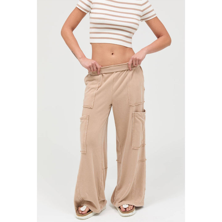 Mineral Wash Wide Leg Cargo Pants
