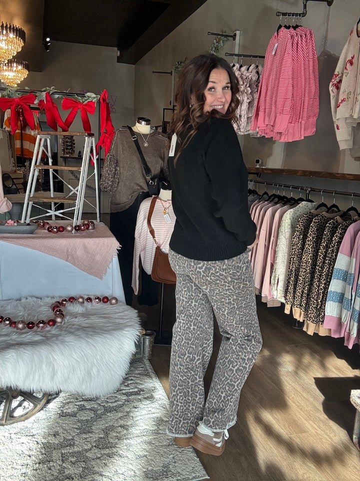 Leopard Love Wide Leg Jeans