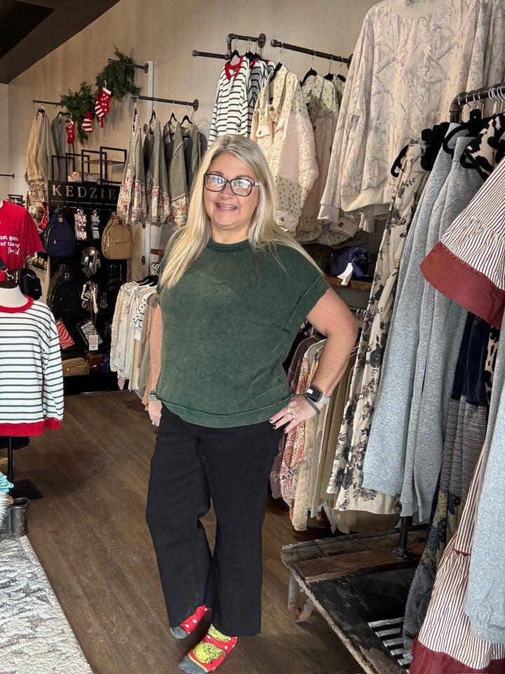 Lovervet Black Crop Wide Leg Raw Hem Jeans