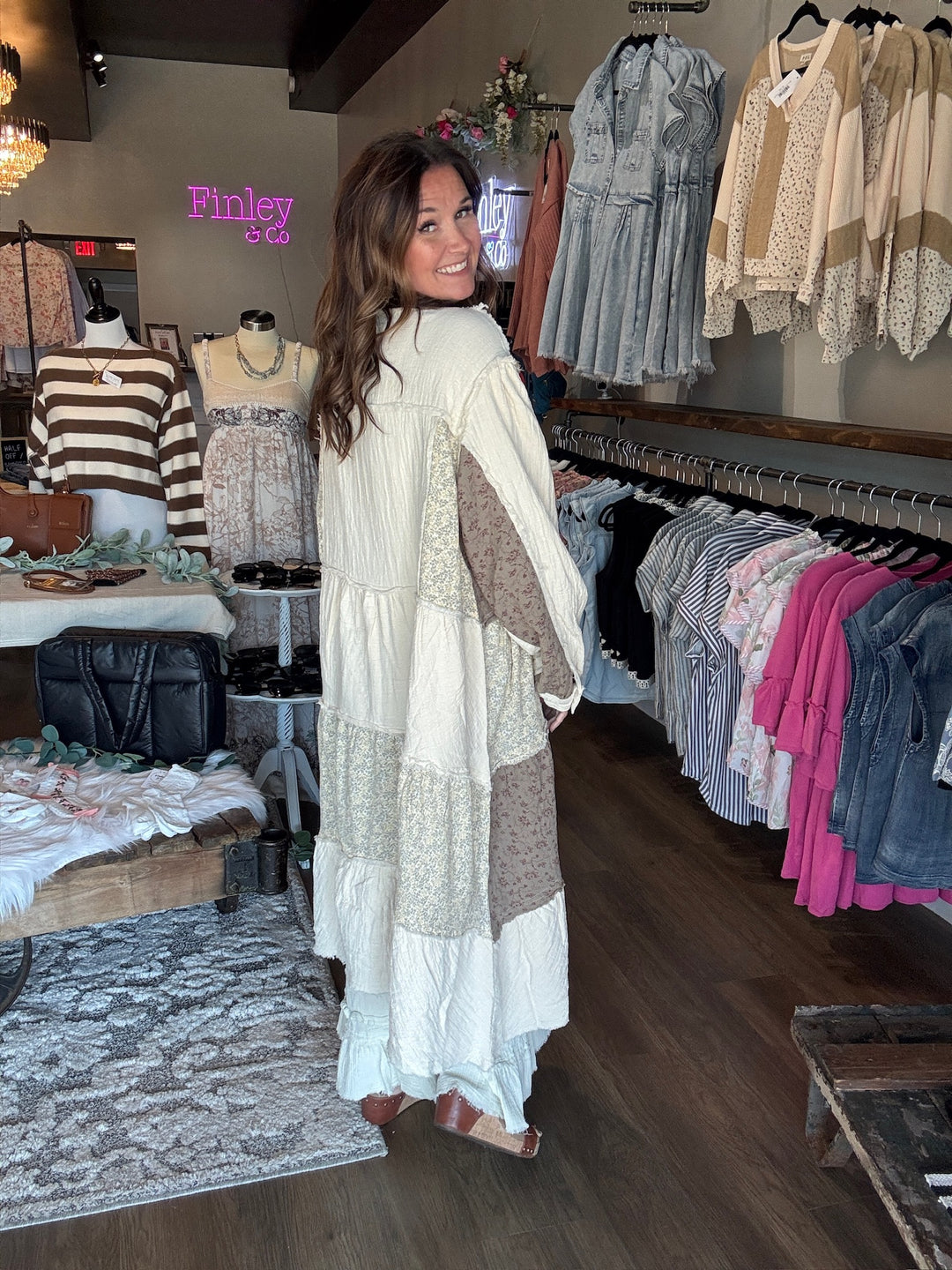 Pol Patchwork Duster Dress