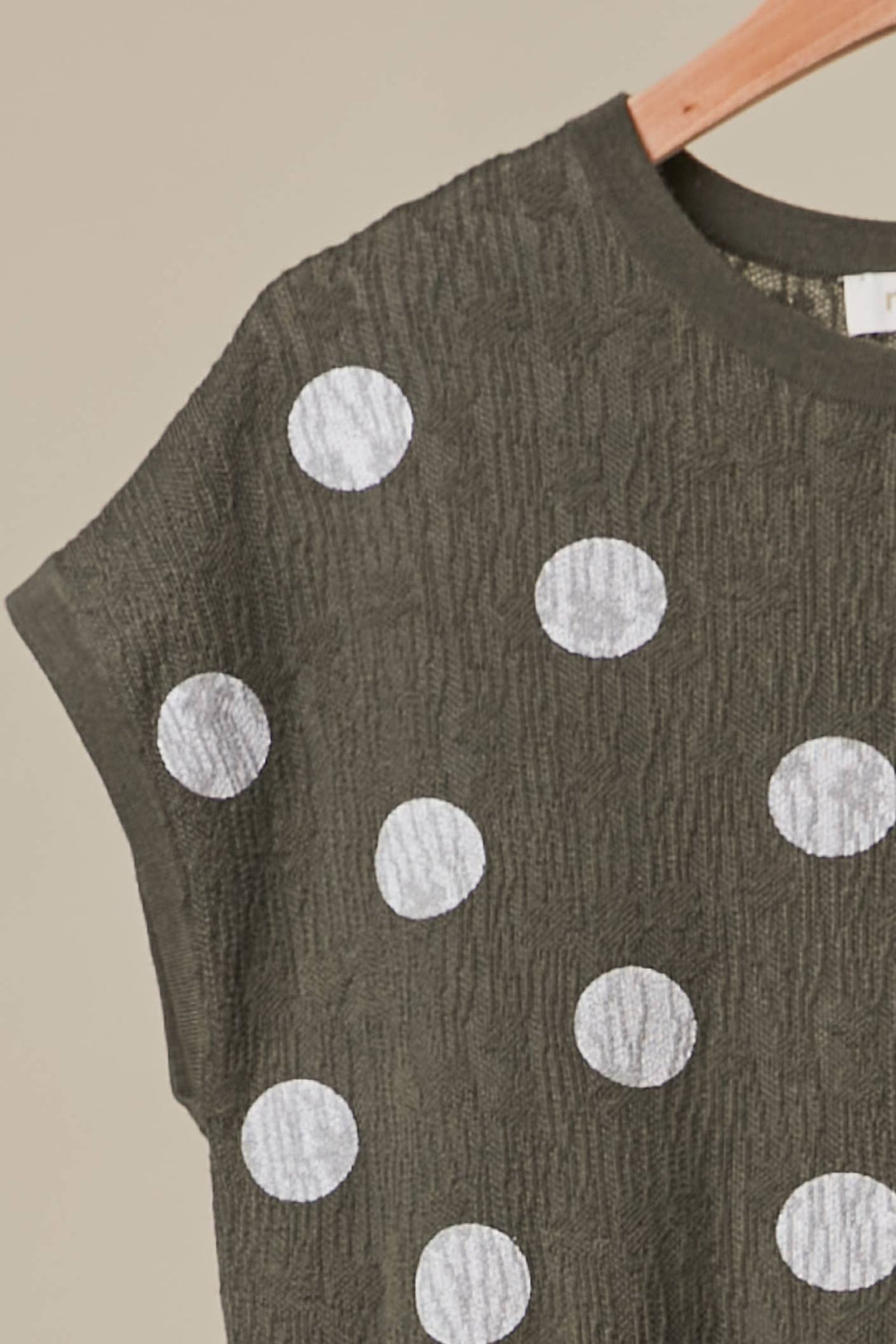 Textured Polka Dot Cap Sleeve Top