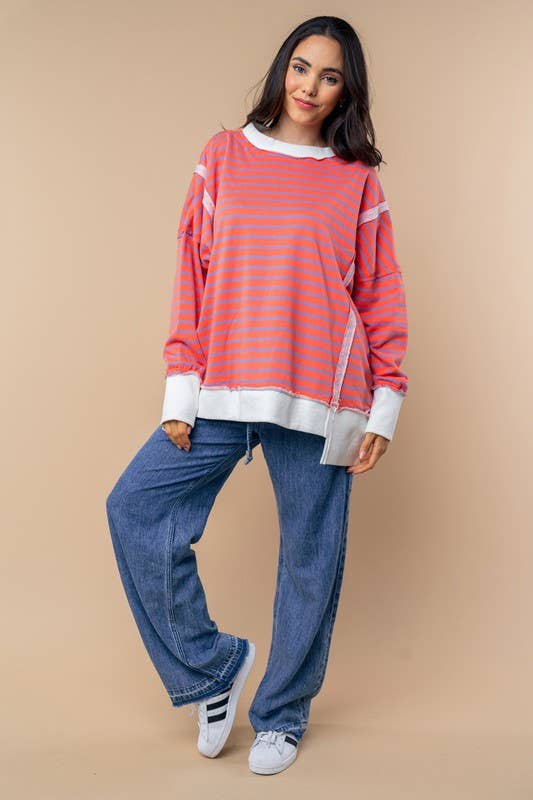 T10505 Long Sleeve Striped Knit Top