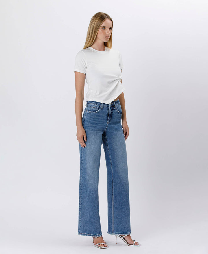 TUMMY CONTROL SUPER HIGH RISE BAGGY WIDE JEANS LV1574