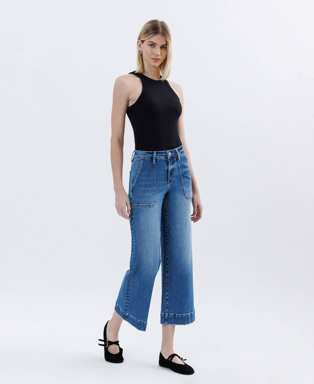 HIGH RISE CROP UTILITY WIDE LEG JEANS LV1666
