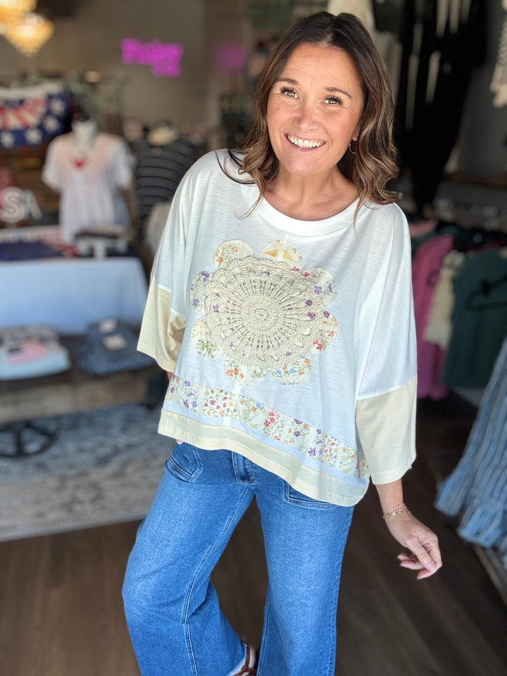 Sunny Meadow Crochet Tee