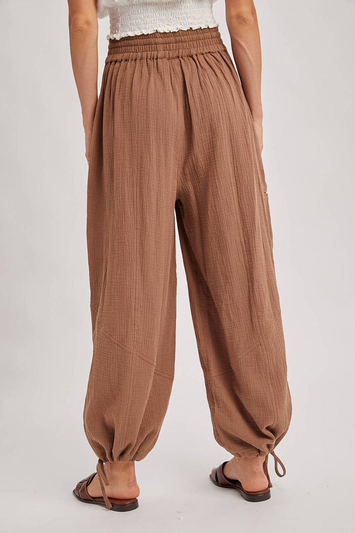 JOGGER HAREM DRAWSTRING PANTS: LT.OLIVE / S