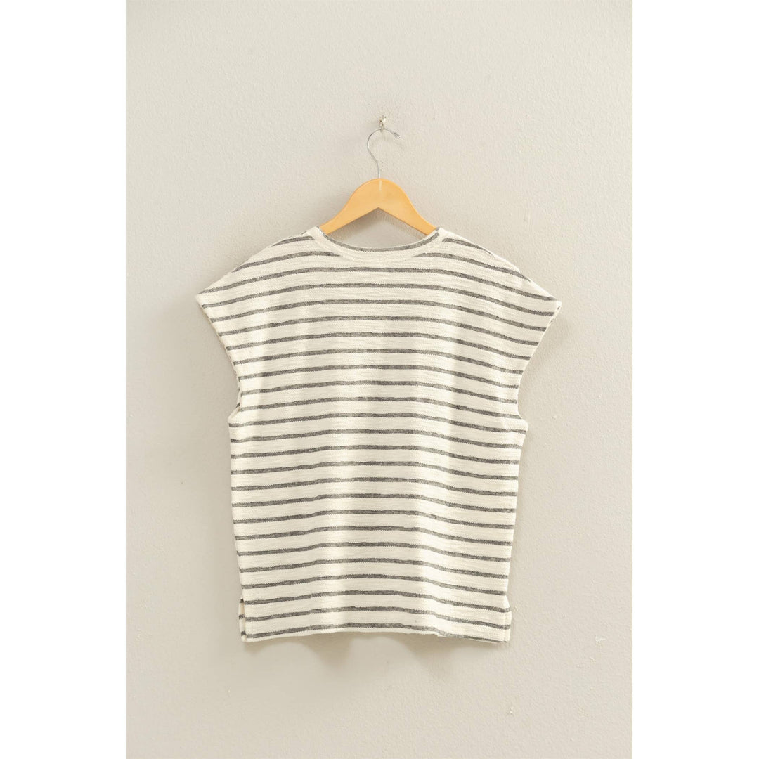 Striped Round Neck Short Sleeve Top