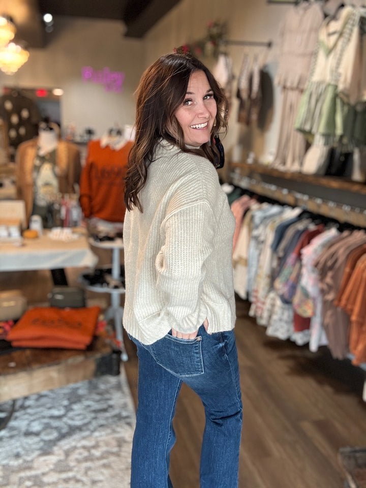 Oatmeal Mock Neck Sweater