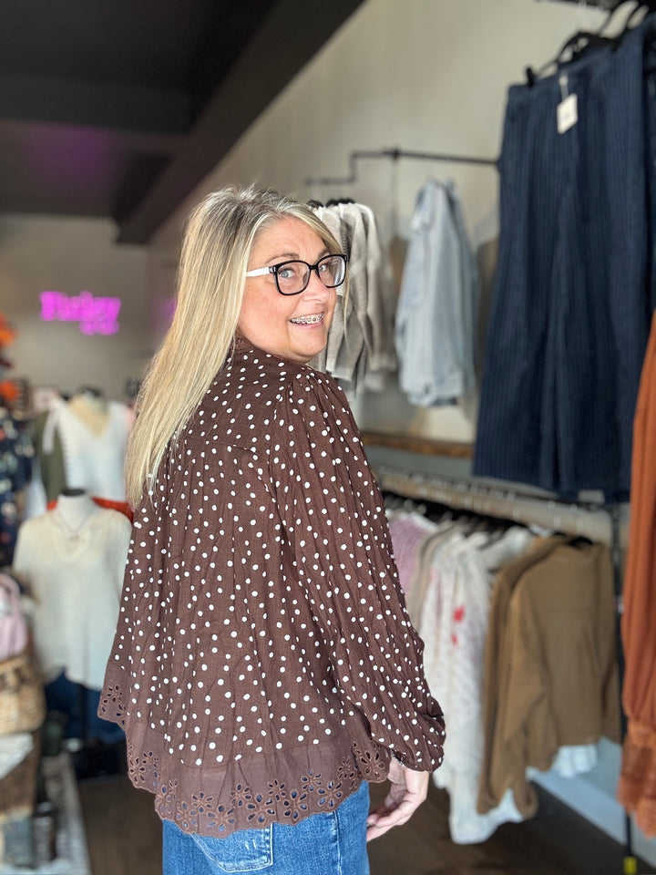 Cocoa & Cream Dotted Blouse